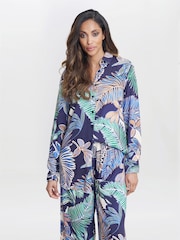 Gina Bacconi Blue Tabitha Printed Tunic Shirt - Image 1 of 6