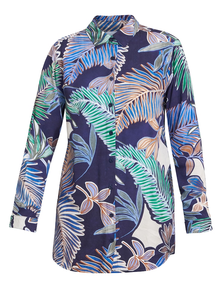 Gina Bacconi Blue Tabitha Printed Tunic Shirt - Image 6 of 6