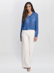Gina Bacconi Blue Lara Print Georgette Shirt - Image 1 of 5