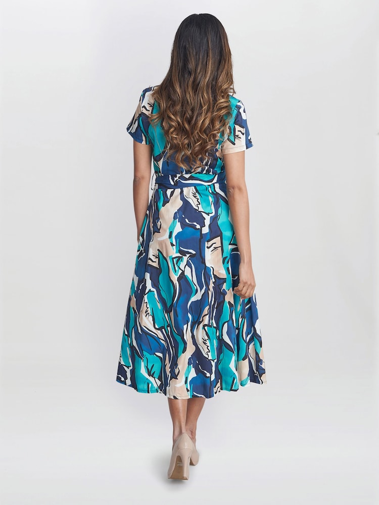 Gina Bacconi Blue Ivonne Short Sleeve Shirt Dress - Image 2 of 5