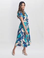 Gina Bacconi Blue Ivonne Short Sleeve Shirt Dress - Image 3 of 5