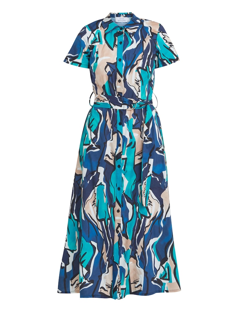 Gina Bacconi Blue Ivonne Short Sleeve Shirt Dress - Image 5 of 5