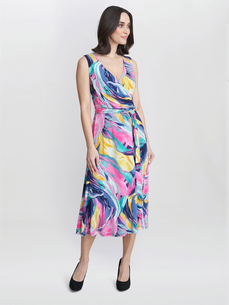 Gina Bacconi Pink Anastacia Fit And Flare Jersey Dress - Image 1 of 5