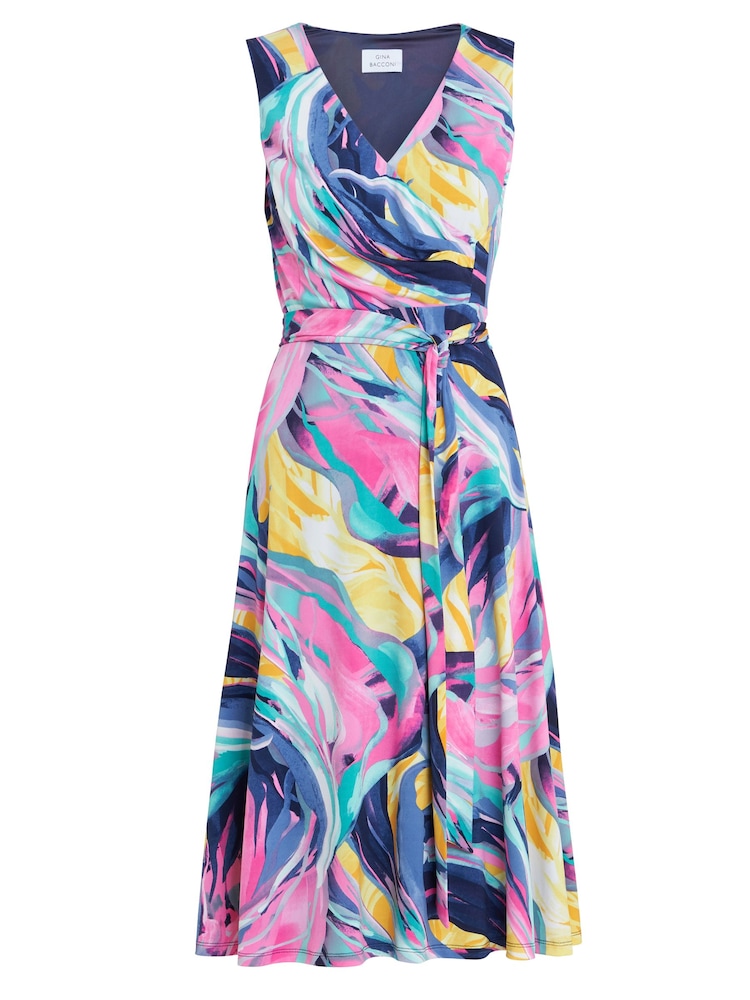 Gina Bacconi Pink Anastacia Fit And Flare Jersey Dress - Image 5 of 5