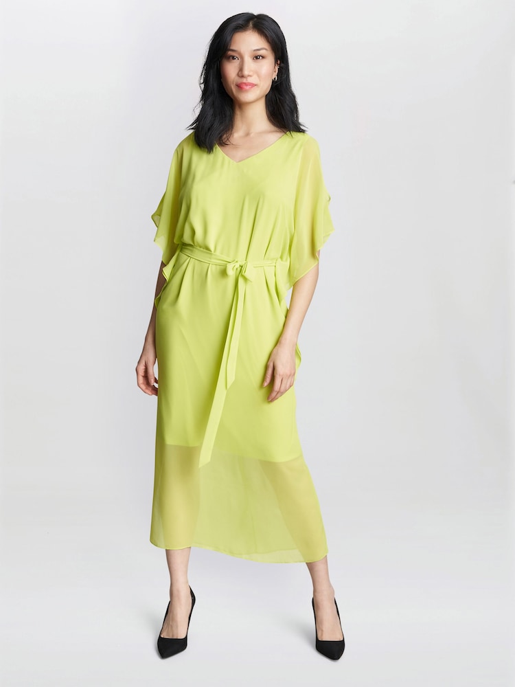 Gina Bacconi Green FRANCESCA Cold Shoulder Maxi Dress with Belt - Image 1 of 6