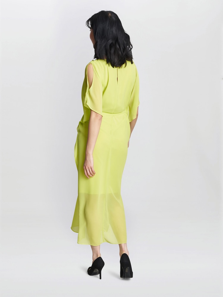 Gina Bacconi Green FRANCESCA Cold Shoulder Maxi Dress with Belt - Image 2 of 6