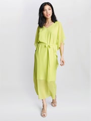 Gina Bacconi Green FRANCESCA Cold Shoulder Maxi Dress with Belt - Image 3 of 6