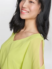 Gina Bacconi Green FRANCESCA Cold Shoulder Maxi Dress with Belt - Image 4 of 6
