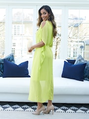 Gina Bacconi Green FRANCESCA Cold Shoulder Maxi Dress with Belt - Image 5 of 6
