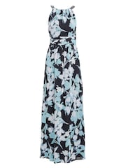 Gina Bacconi Irina Printed Halter Neck Maxi Black Dress With Embellished Neckline - Image 6 of 6