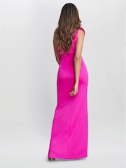 Gina Bacconi Pink Agatha 3D Flower Detailed One Shoulder Maxi Dress - Image 2 of 6