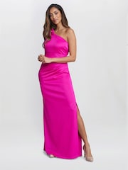Gina Bacconi Pink Agatha 3D Flower Detailed One Shoulder Maxi Dress - Image 3 of 6