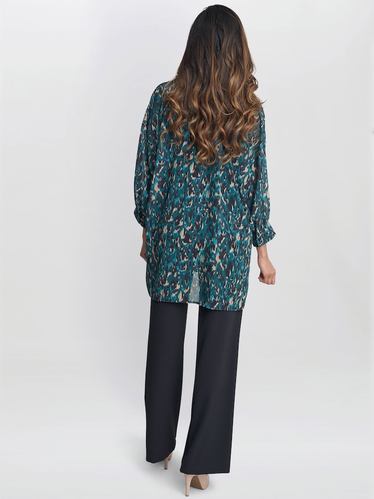 Gina Bacconi Green Dido Collarless Tunics Top - Image 2 of 5 Gina Bacconi Green Dido Collarless Tunics Top - Image 2 of 5
