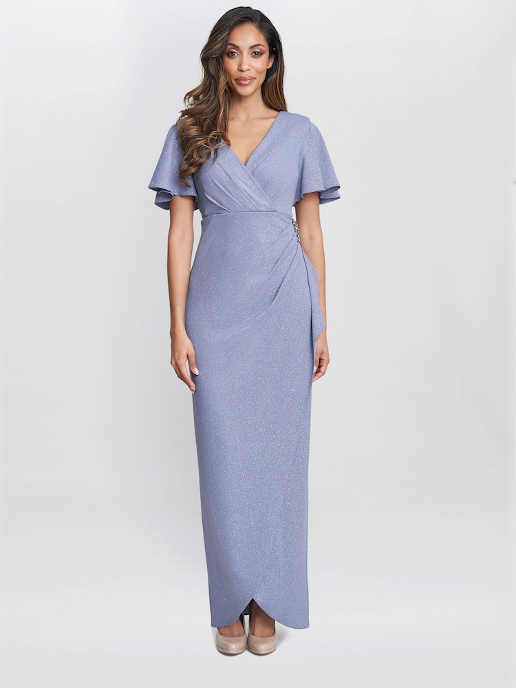 Gina Bacconi Purple Alissa Maxi Dress With Hip Embellishment - Image 1 of 5
