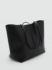 Mango Black Pebbled Effect Shopper Bag - Image 2 of 3