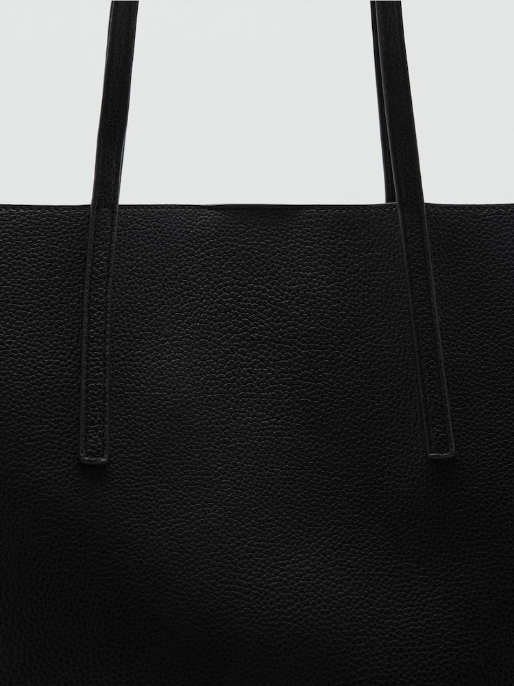 Mango Black Pebbled Effect Shopper Bag - Image 3 of 3