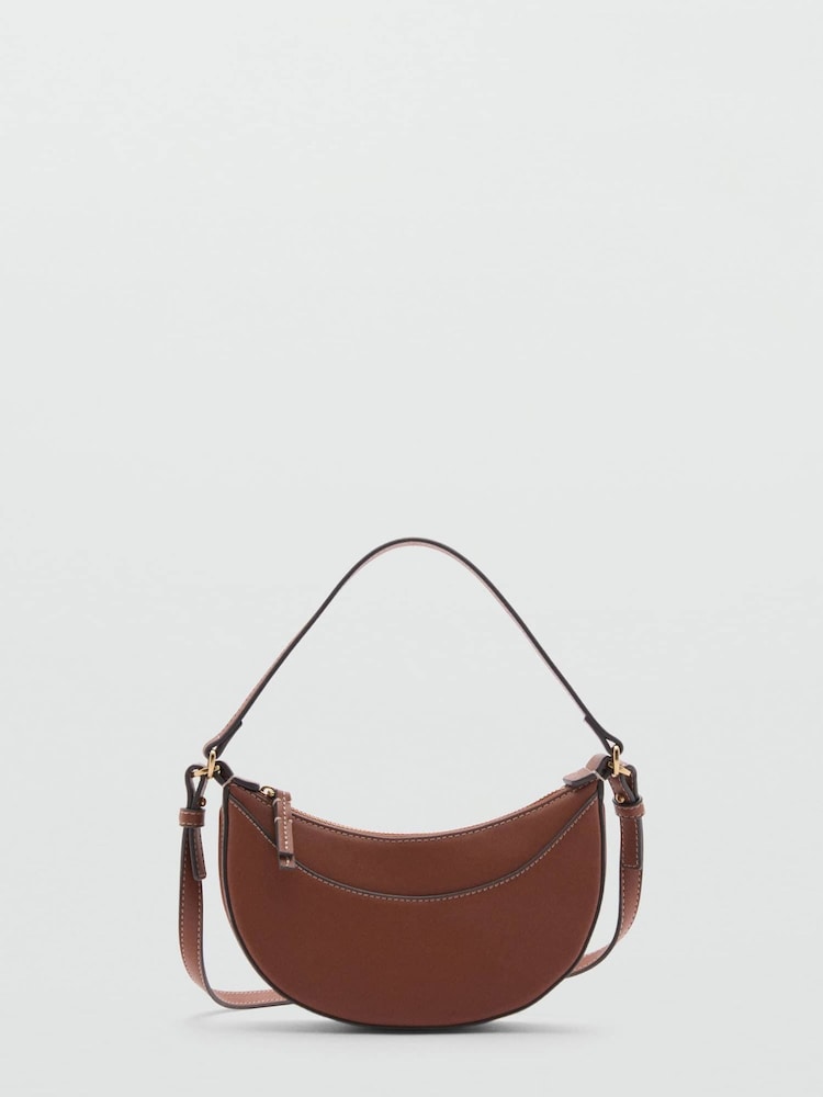Mango Brown Oval Shoulder Bag - Image 1 of 4 Mango Brown Oval Shoulder Bag - Image 1 of 4