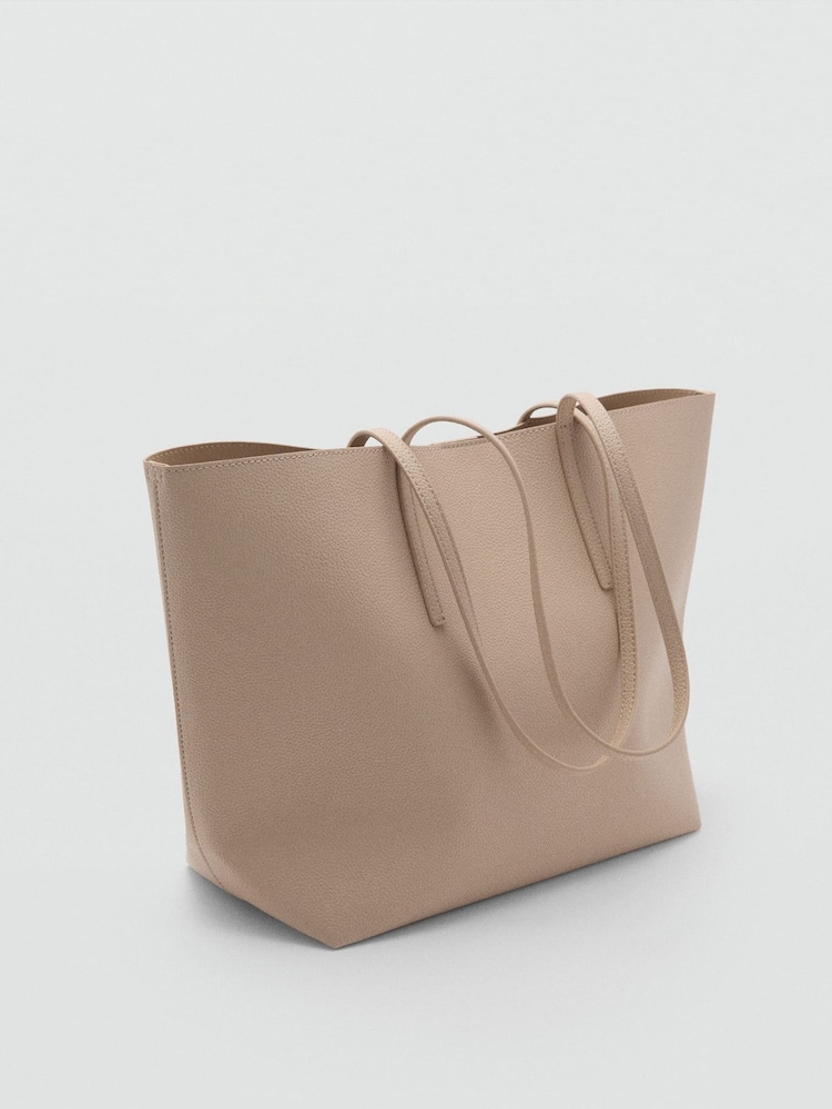 Mango Brown Pebbled Effect Shopper Bag - Image 1 of 3 Mango Brown Pebbled Effect Shopper Bag - Image 1 of 3