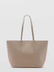 Mango Brown Pebbled Effect Shopper Bag - Image 2 of 3