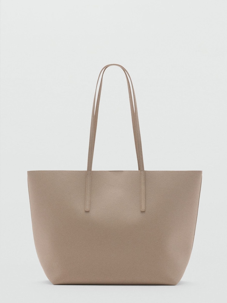 Mango Brown Pebbled Effect Shopper Bag - Image 2 of 3 Mango Brown Pebbled Effect Shopper Bag - Image 2 of 3