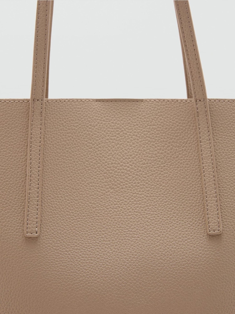 Mango Brown Pebbled Effect Shopper Bag - Image 3 of 3 Mango Brown Pebbled Effect Shopper Bag - Image 3 of 3