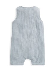 Mamas & Papas Blue Crinkle Sleeveless 100% Cotton Romper - Image 2 of 3