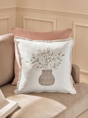 Natural Spring Embroidered Flower Vase Cushion - Image 1 of 5