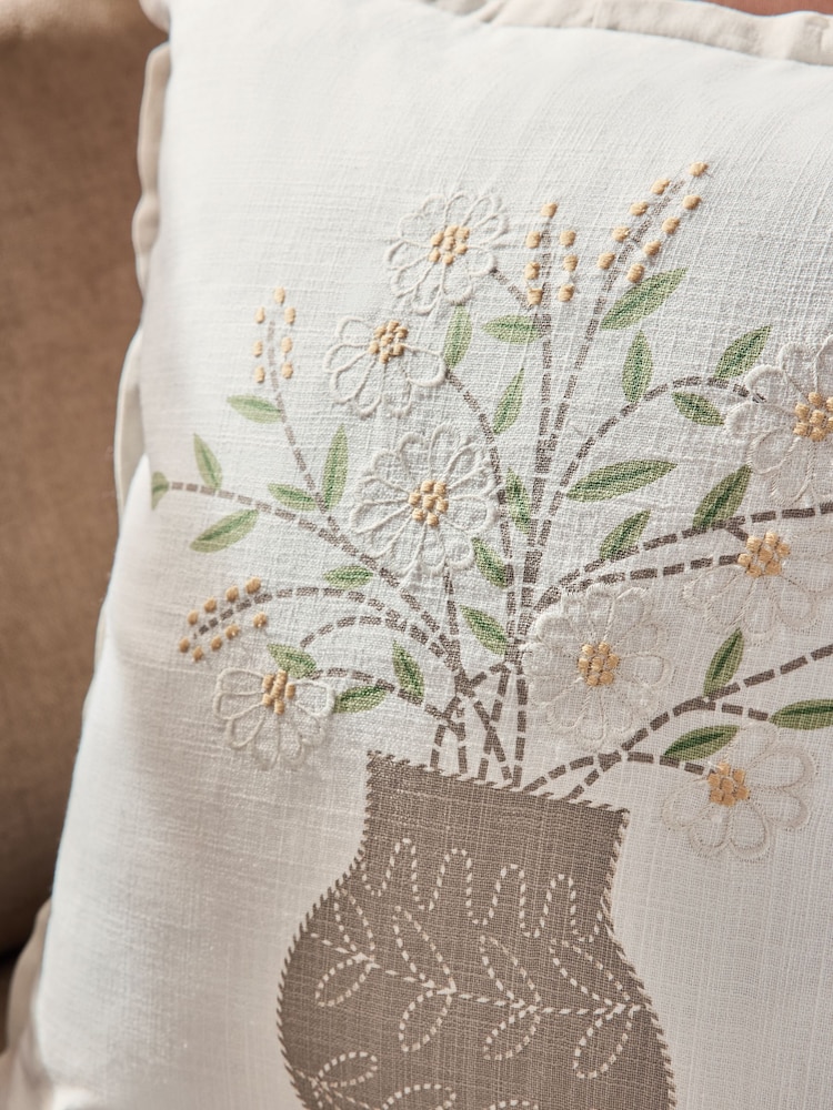 Natural Spring Embroidered Flower Vase Cushion - Image 2 of 5