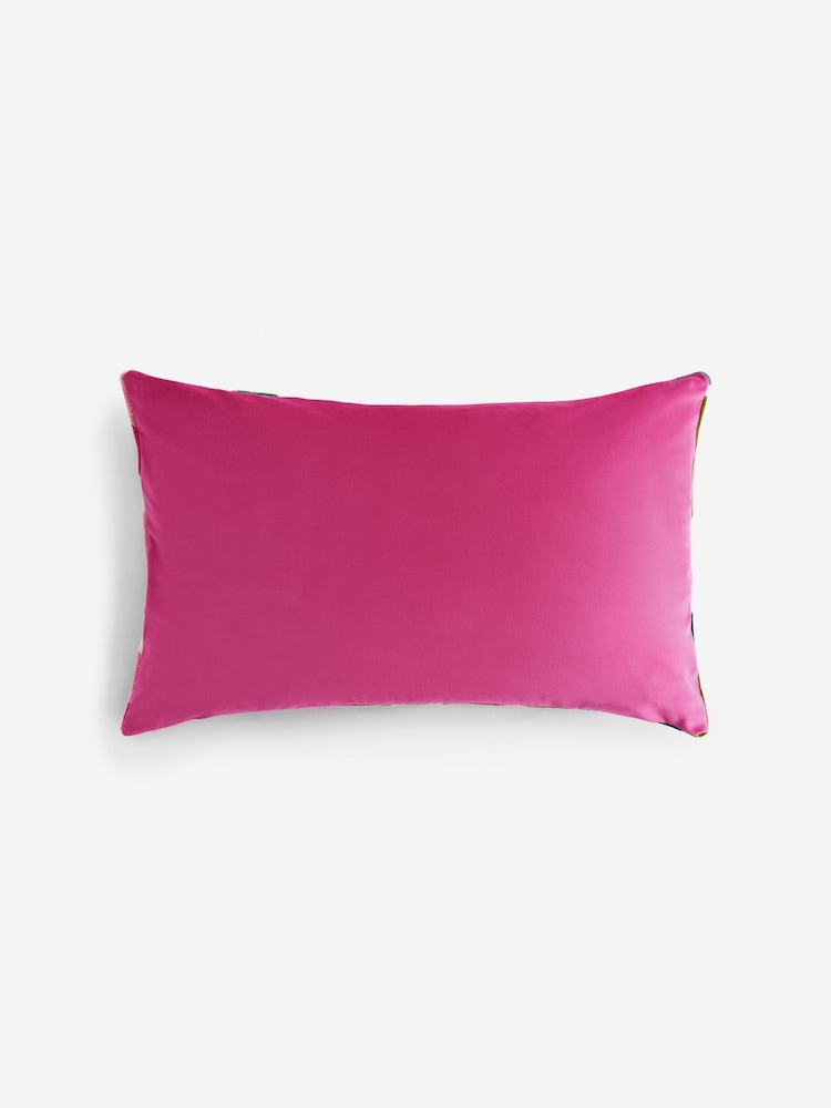 Fuchsia Pink 40 x 59cm Cut Velvet Collage Cushion - Image 4 of 5