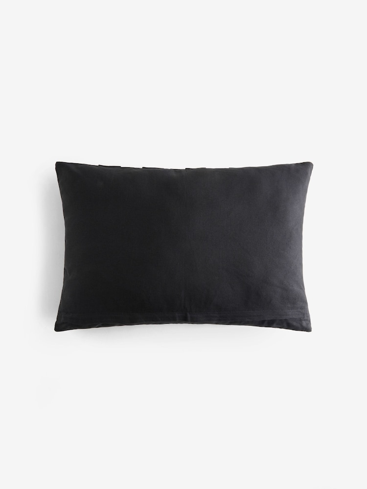 Monochrome Corner Stripe Velvet Cushion - Image 3 of 5