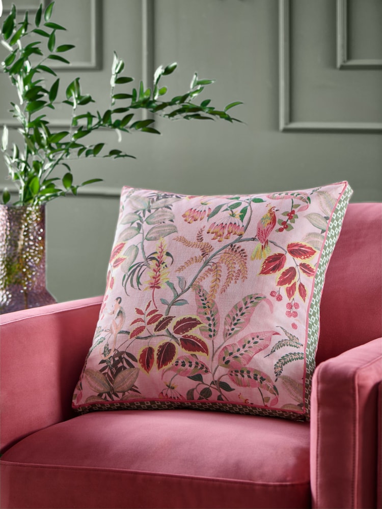 Fuchsia Pink Boxy Jungle Print Cushion - Image 1 of 5