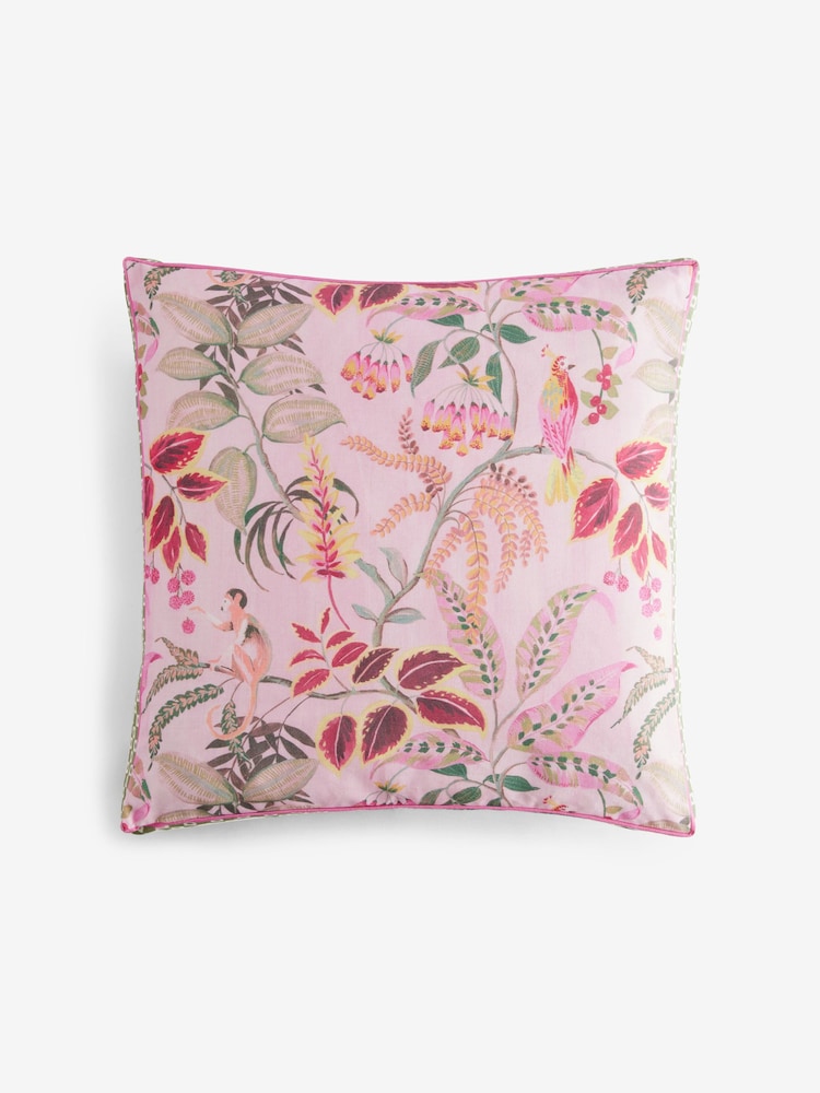 Fuchsia Pink Boxy Jungle Print Cushion - Image 2 of 5