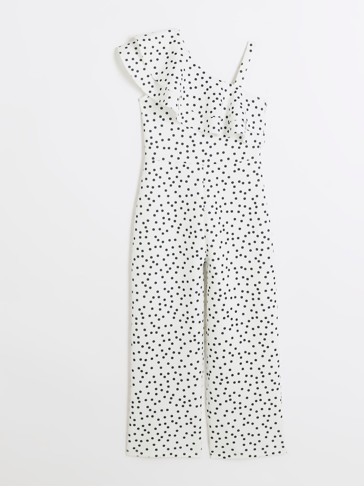 River Island White Girls Polka Dot Jumpsuit - Image 1 of 3