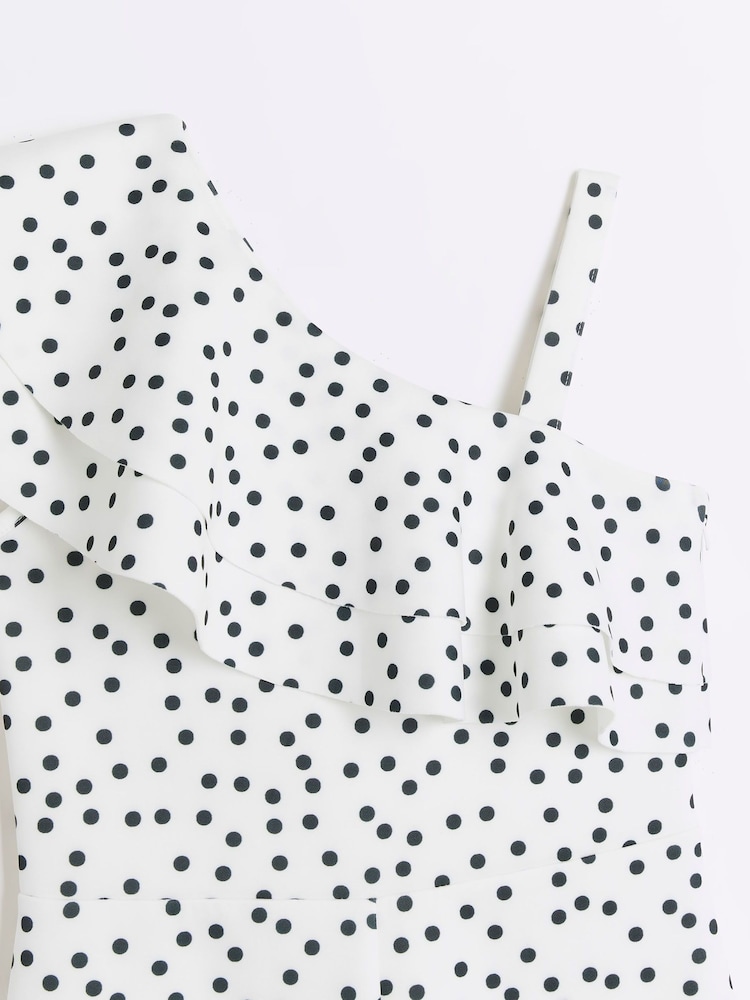 River Island White Girls Polka Dot Jumpsuit - Image 2 of 3