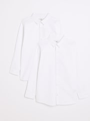 Alb - River Island Băieți Mânecă lungă Oxford 100% Cotton Cămăși 2 Set - Image 1 of 4