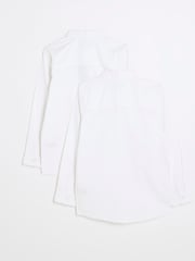 Alb - River Island Băieți Mânecă lungă Oxford 100% Cotton Cămăși 2 Set - Image 2 of 4