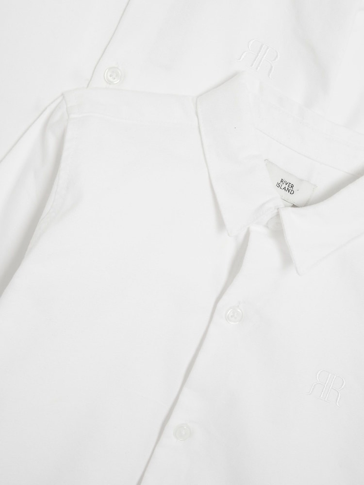 River Island White Boys Long Sleeve Oxford 100% Cotton Shirts 2 Pack - Image 3 of 4