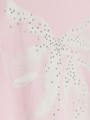 River Island Pink Girls Frill BOWS 100% Cotton T-Shirt - Image 2 of 3