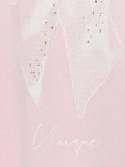 River Island Pink Girls Frill BOWS 100% Cotton T-Shirt - Image 3 of 3