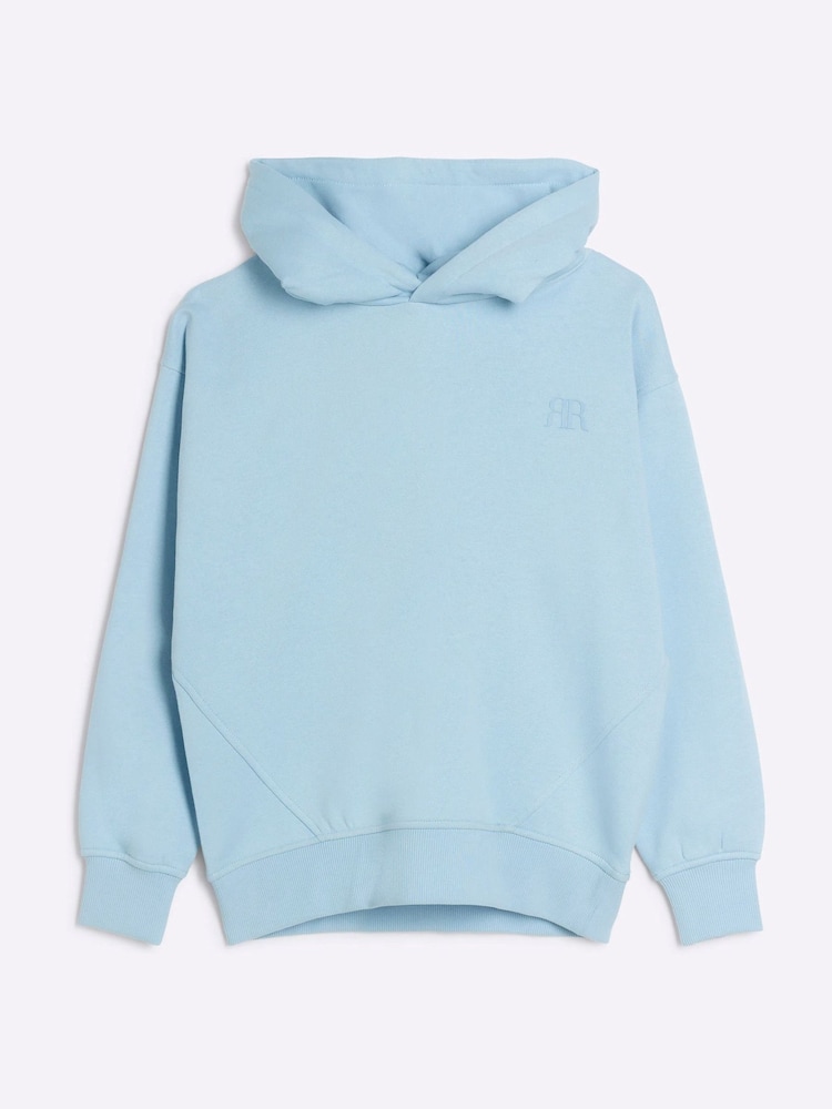 River Island Blue 100% Cotton Regular Fit Boys Hoodie - Image 1 of 4 River Island Blue 100% Cotton Regular Fit Boys Hoodie - Image 1 of 4