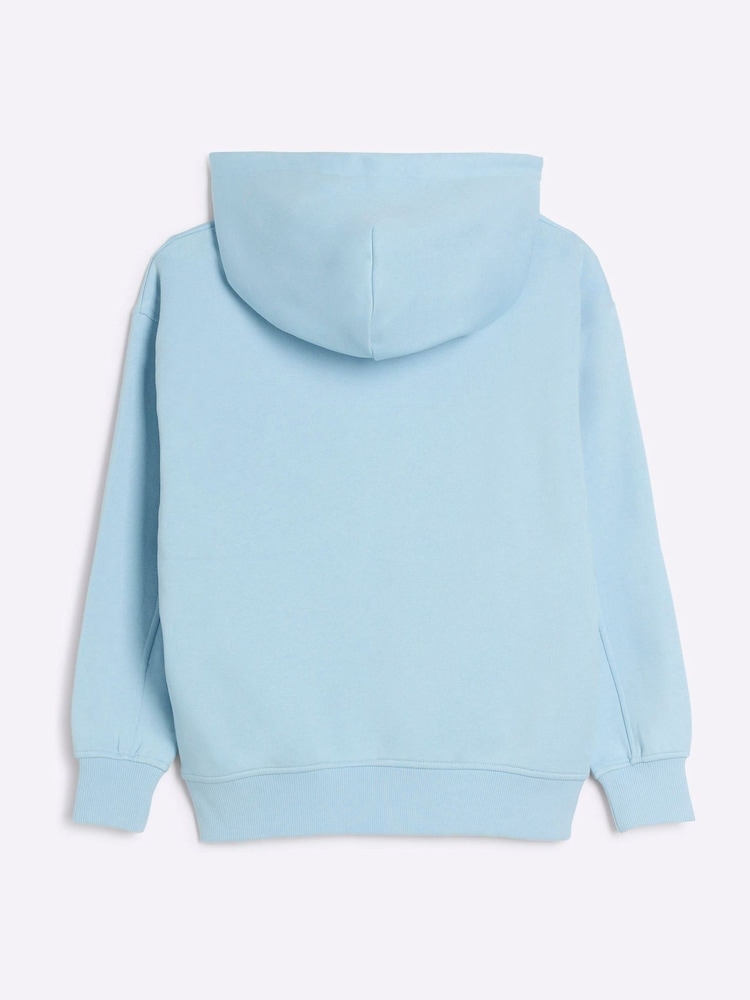 River Island Blue 100% Cotton Regular Fit Boys Hoodie - Image 2 of 4