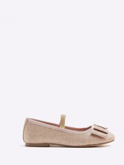 River Island Gold Girls Glitter Ballerinas - Image 1 of 4
