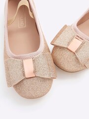 River Island Gold Girls Glitter Ballerinas - Image 3 of 4