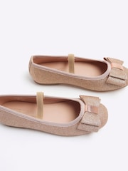 River Island Gold Girls Glitter Ballerinas - Image 4 of 4