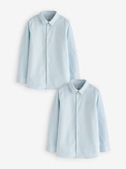 Albastru - River Island Băieți Mânecă lungă Oxford 100% Cotton Cămăși 2 Set - Image 1 of 2