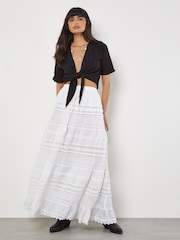 Apricot White Crochet Detail Bohemian Maxi Skirt - Image 1 of 3