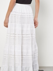 Apricot White Crochet Detail Bohemian Maxi Skirt - Image 2 of 3
