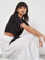 Apricot White Crochet Detail Bohemian Maxi Skirt - Image 3 of 3