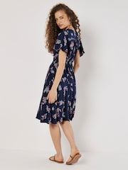 Apricot Blue Majestic Flower Button Detail Dress - Image 2 of 8