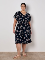 Apricot Blue Majestic Flower Button Detail Dress - Image 5 of 8